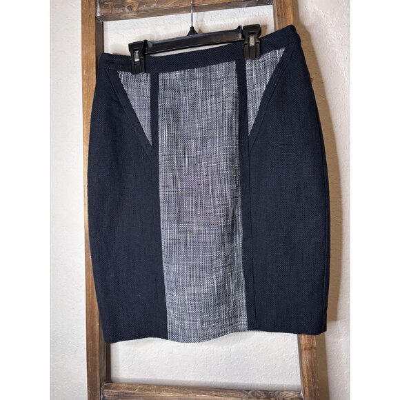 Calvin Klein Above the Knee Skirt Size 4 Office Work Party Black/Ivory NEW $89 - Picture 3 of 6